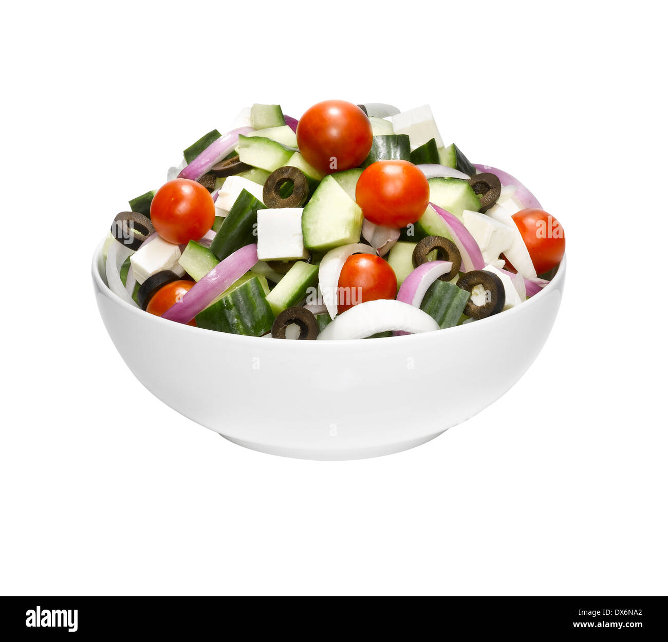 Un bol de salade grecque. Banque D'Images