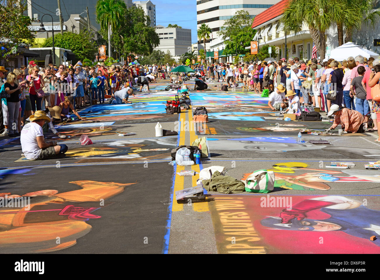 Festival de craie Sarasota Floride Square Burns Historique Legacy of Valour-NOUS Banque D'Images