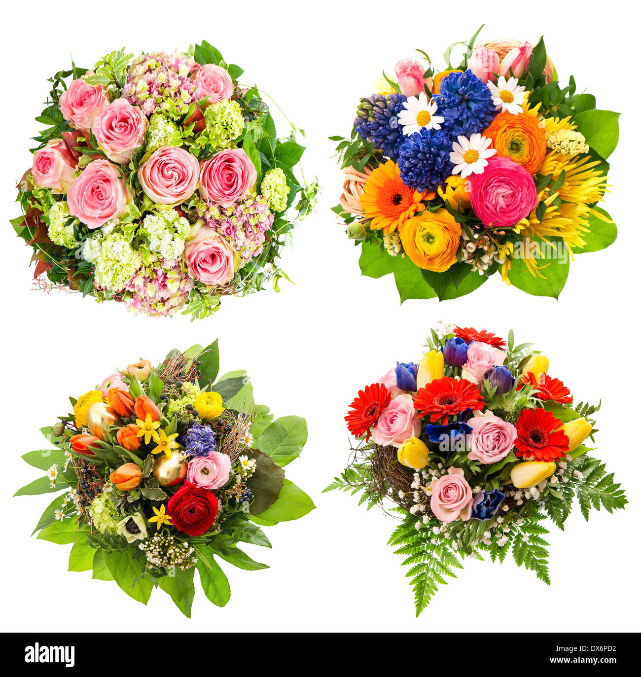 Quatre fleurs bouquet pour anniversaire, mariage, fête des Mères, Pâques Banque D'Images