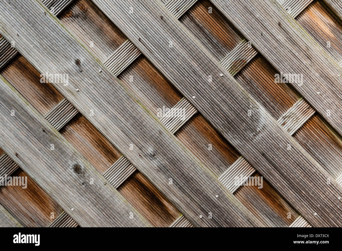 Clôture en bois résineux, diagonale de formes, paysage, même la lumière Banque D'Images