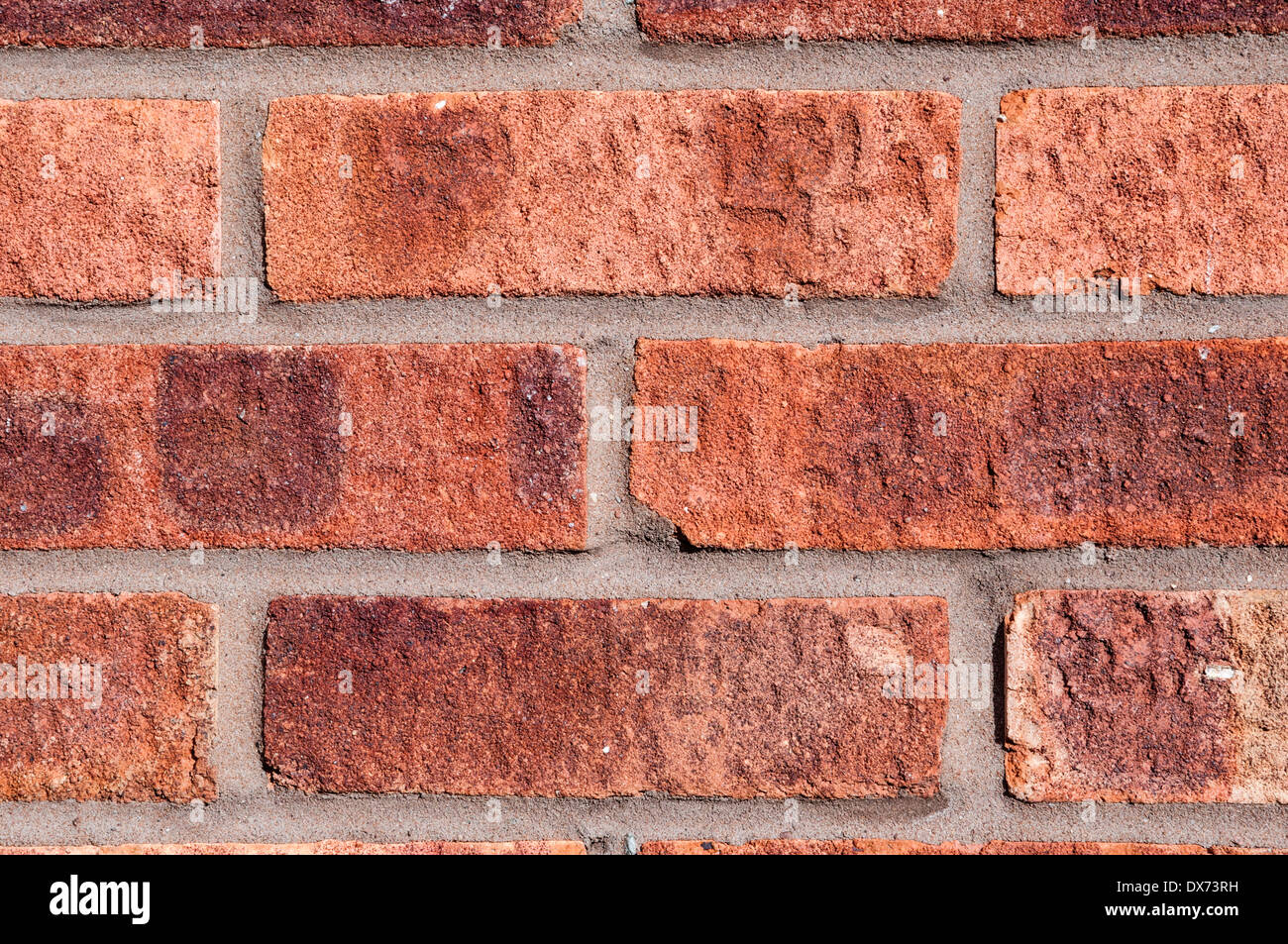 Mur de brique rouge avec pointage gris, paysage, à proximité. Banque D'Images