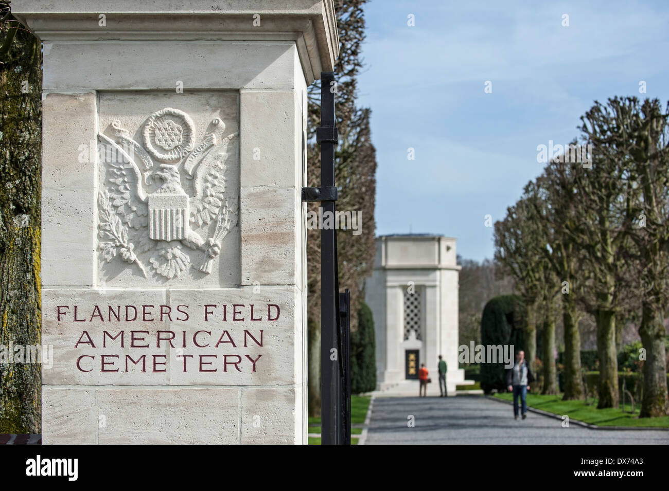 La WW1 Flanders Field American Cemetery and Memorial à Waregem, la seule Première Guerre mondiale un cimetière militaire américain en Belgique Banque D'Images