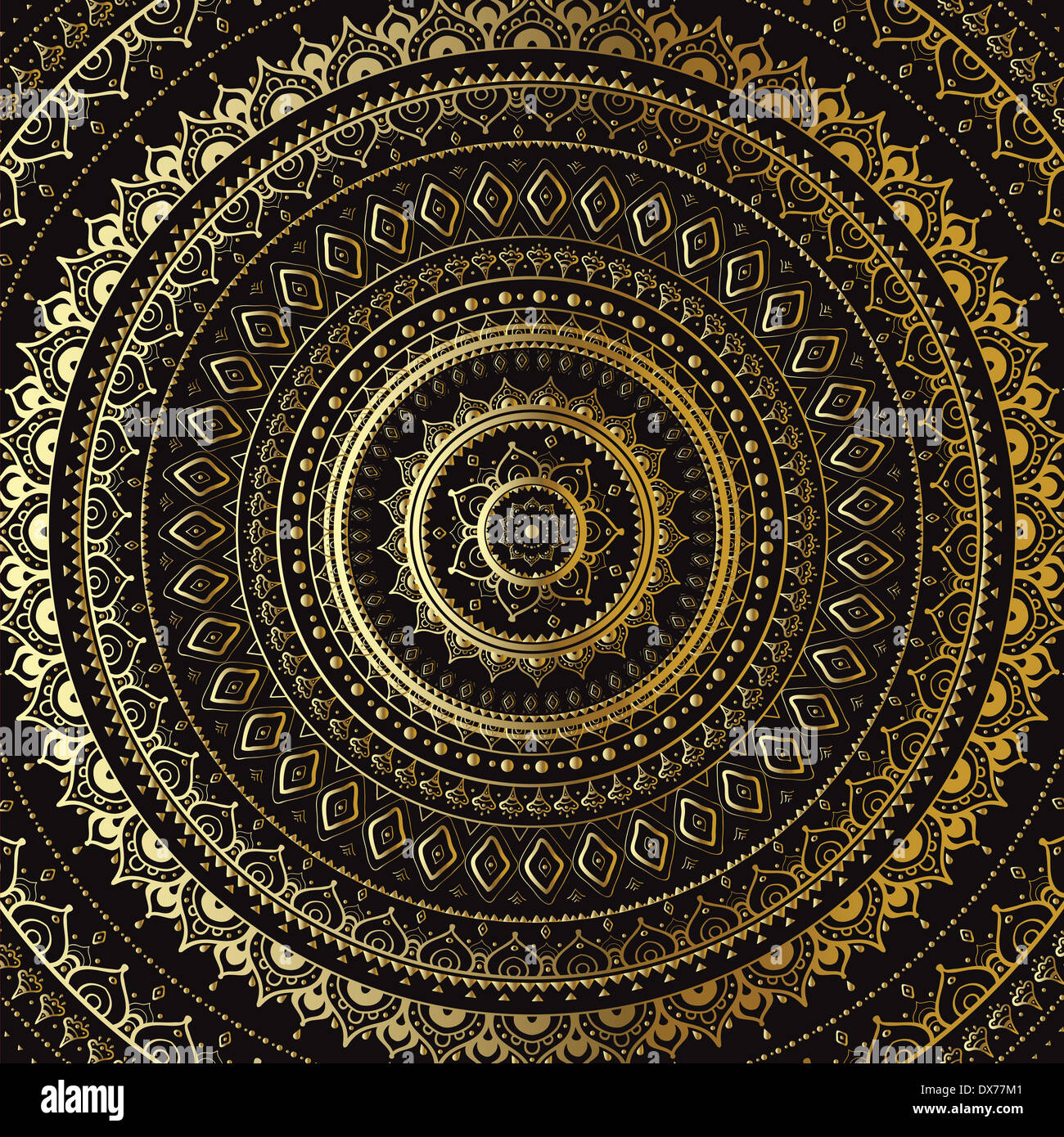 Mandala d'or. Indian motif décoratif. Banque D'Images