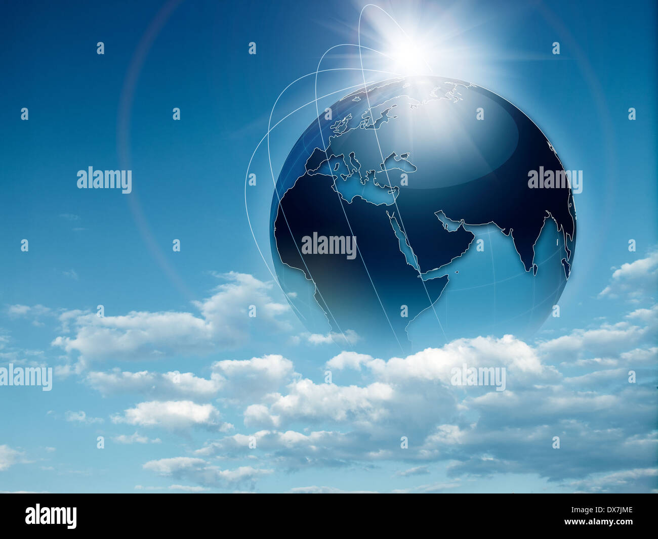 La terre dans le ciel, et de l'environnement résumé travel d'artifices Banque D'Images