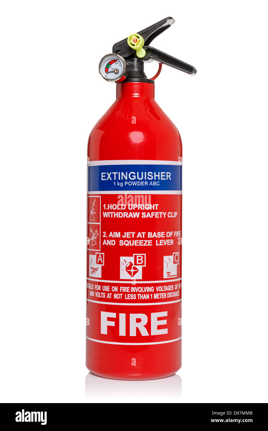 Extincteur isolé sur un fond blanc avec clipping path Banque D'Images