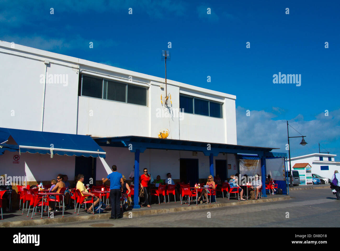 Restaurant au port, Corralejo, Fuerteventura, Canary Islands, Spain, Europe Banque D'Images