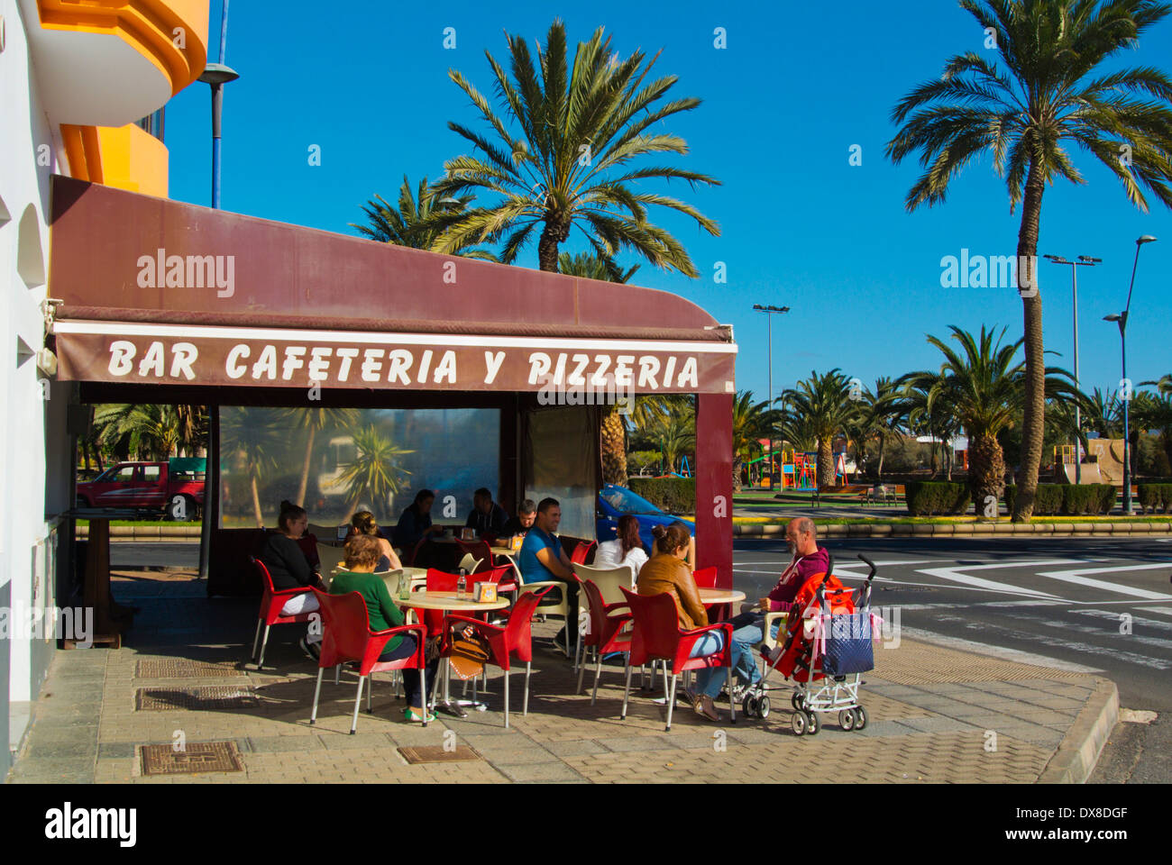 Café et restaurant terrasse, Gran Canaria, Fuerteventura, Canary Islands, Spain, Europe Banque D'Images
