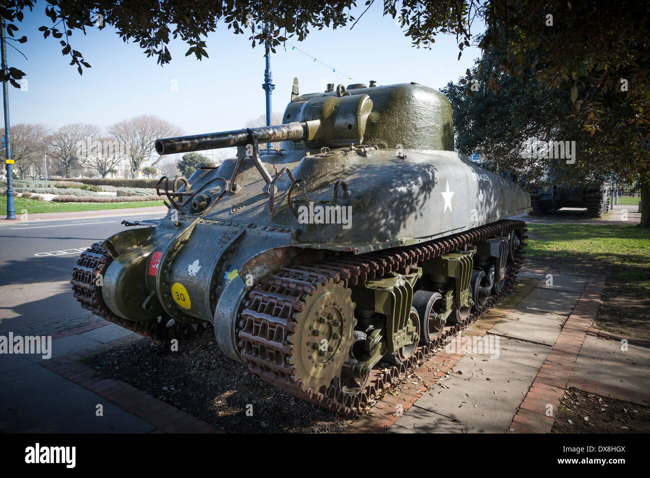 Sherman sur l'affichage à l'extérieur du D-Day Museum de Southsea. Banque D'Images