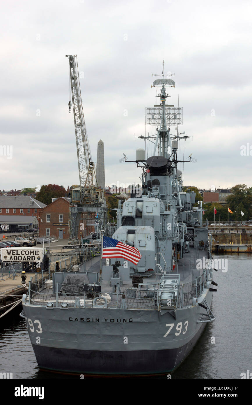 L'USS Cassin Young. Charlestown Navy Yard, Charlestown, Boston, Massachusetts, New England, USA Banque D'Images