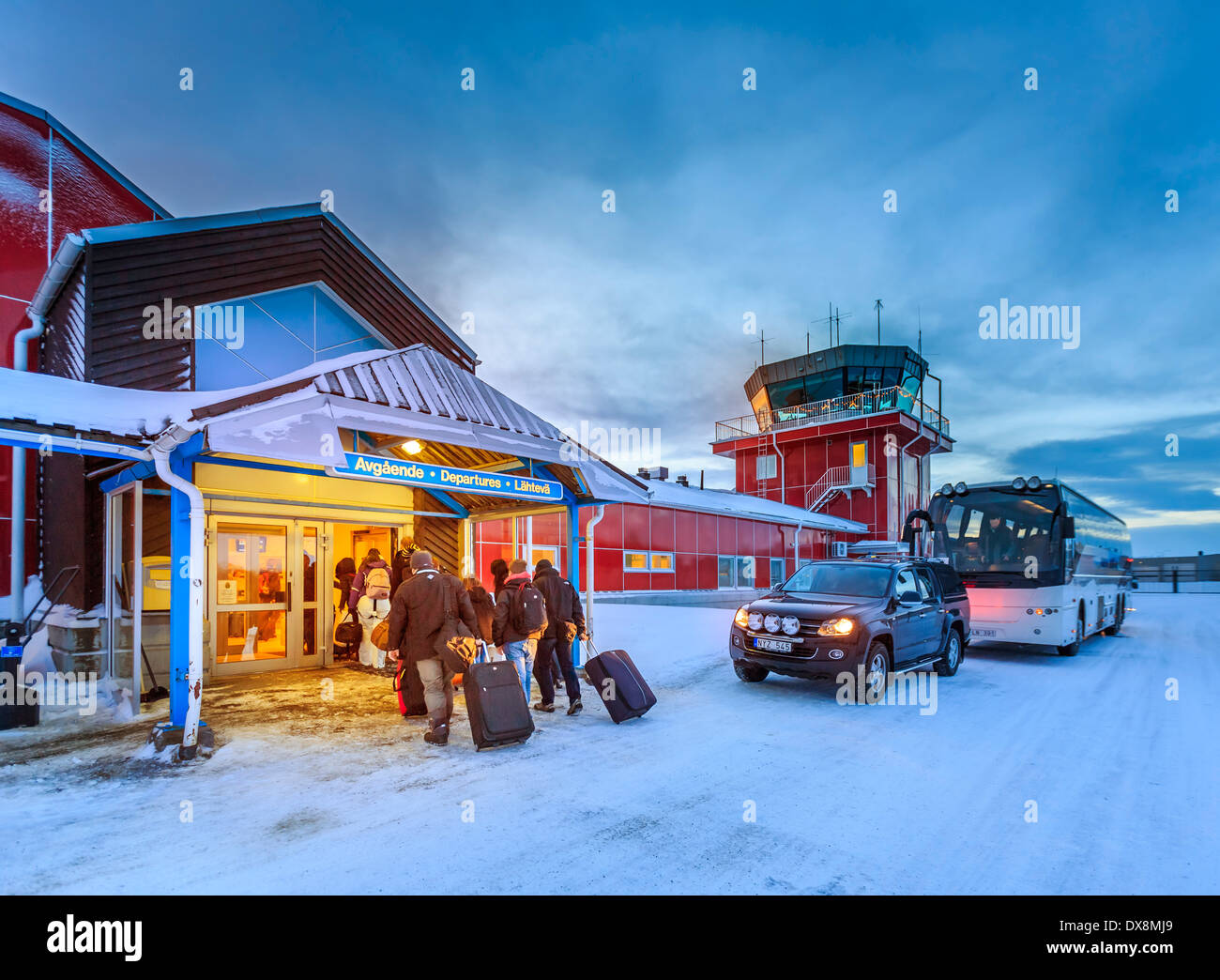 L'aéroport de Kiruna, Jukkasjarvi, Laponie, Islande Banque D'Images