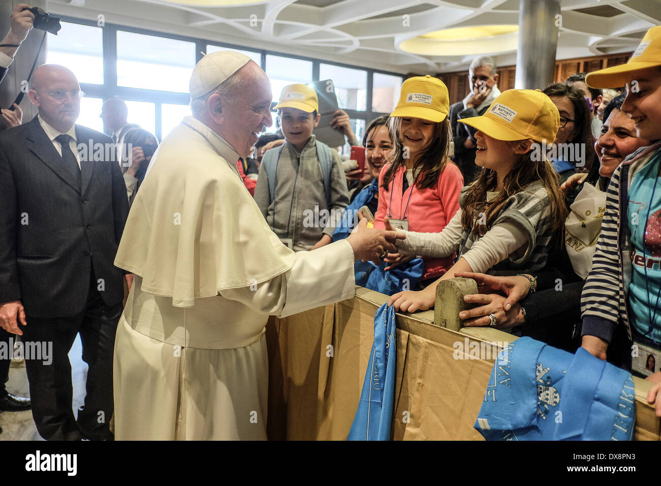 Vatican, Rome, Italie. Le 20 mars 2014. Le pape François a rencontré les métallurgistes de Terni, Narni et Amelia, dans la salle Paul VI, le 20 mars 2014 Credit : Realy Easy Star/Alamy Live News Banque D'Images