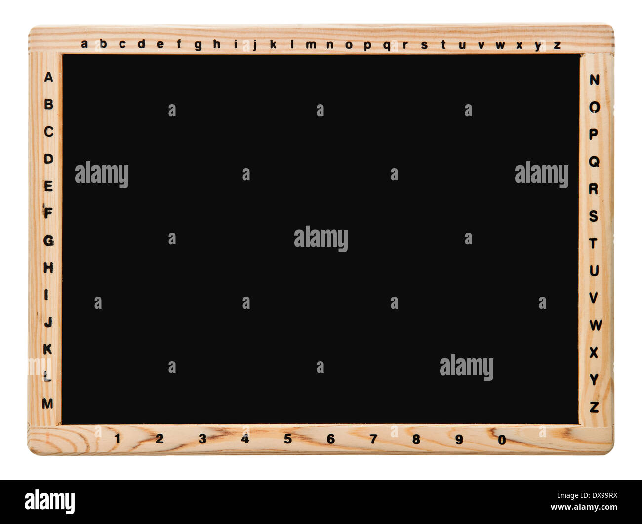 Tableau scolaire isolé sur fond blanc rustique. avec champ vide pour votre texte Banque D'Images