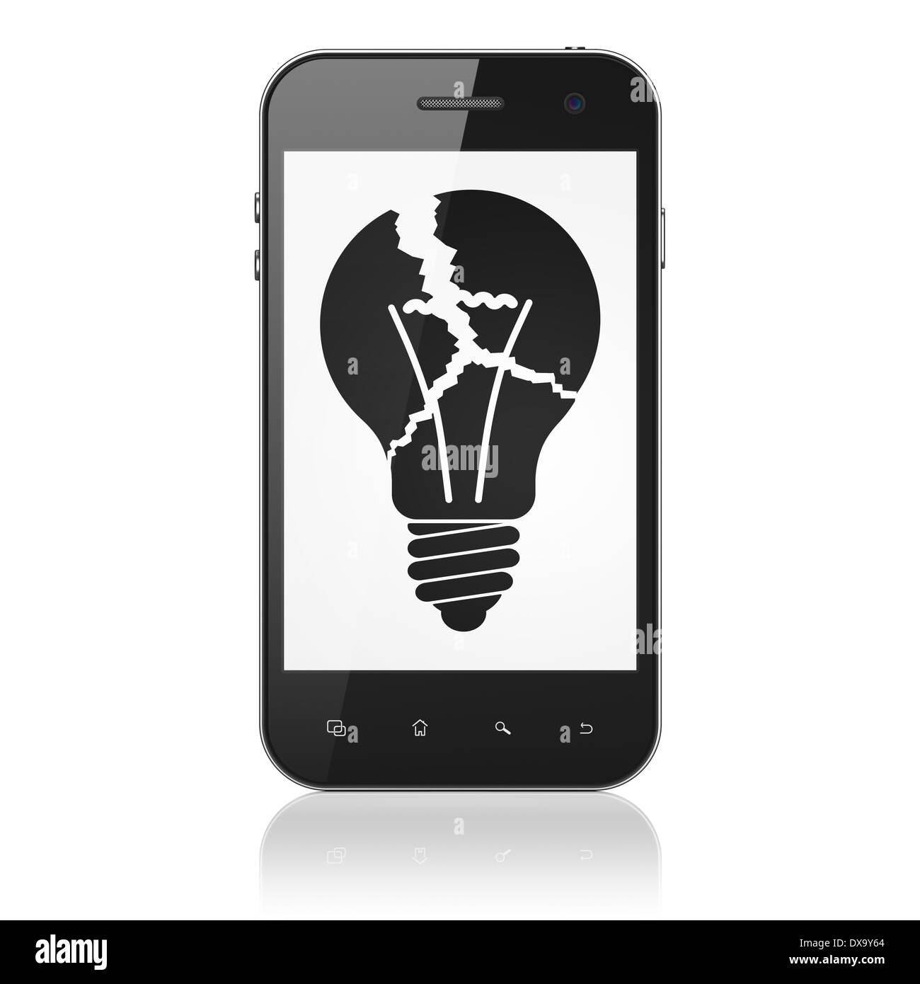 Concept d'entreprise : Light Bulb sur smartphone Banque D'Images