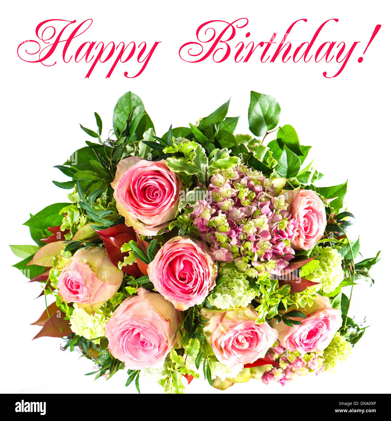 Happy birthday with flowers Banque d'images détourées - Alamy