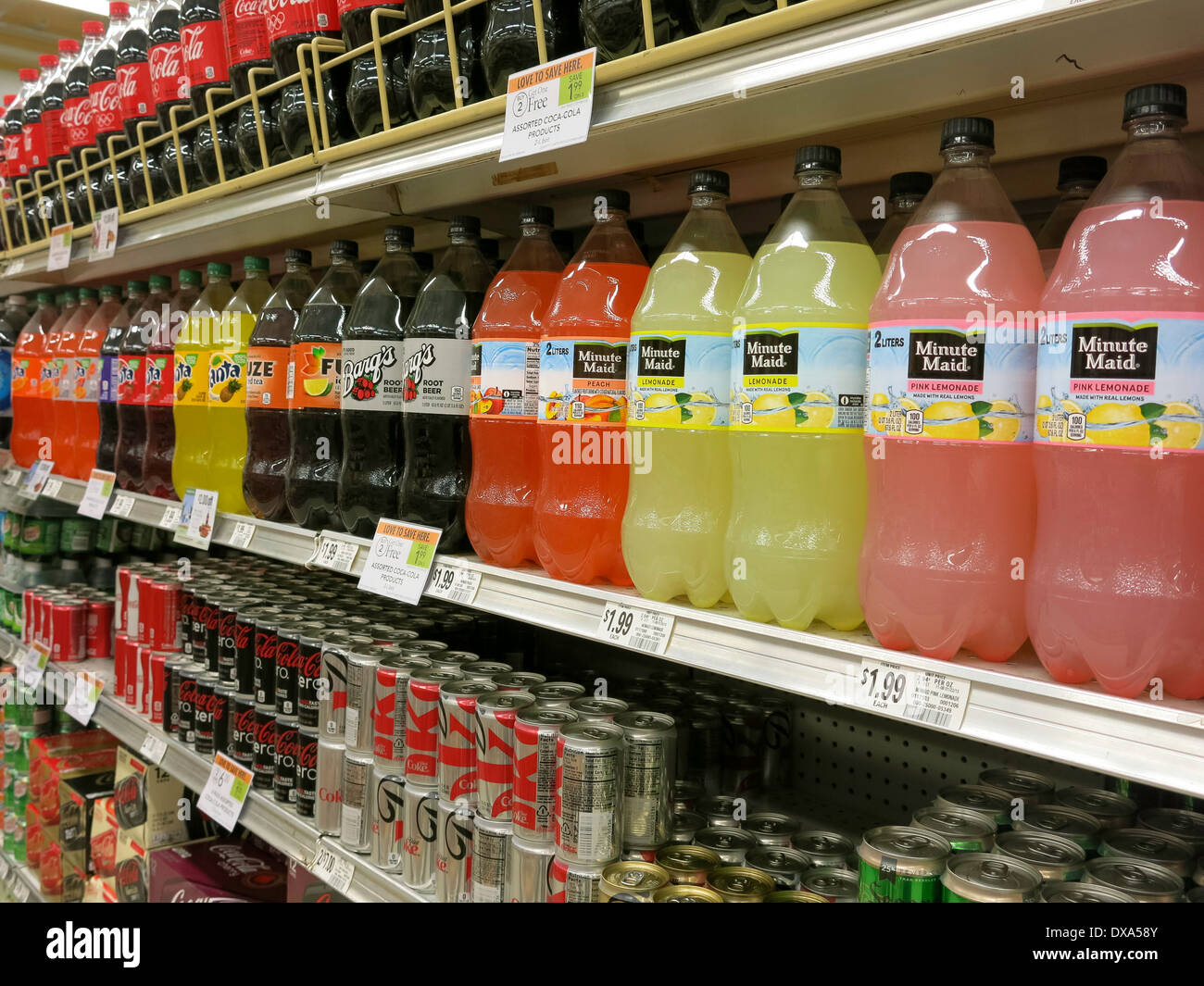 Coca Cola Boissons, Soft Drink allée, Publix Super Marché à Tampa, Floride Banque D'Images