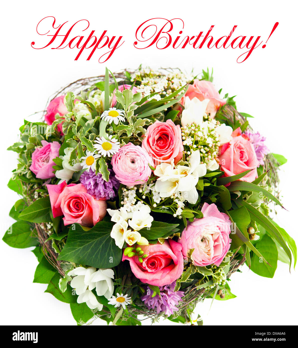 Joyeux anniversaire ! Bouquet de fleurs de printemps coloré Photo Stock -  Alamy