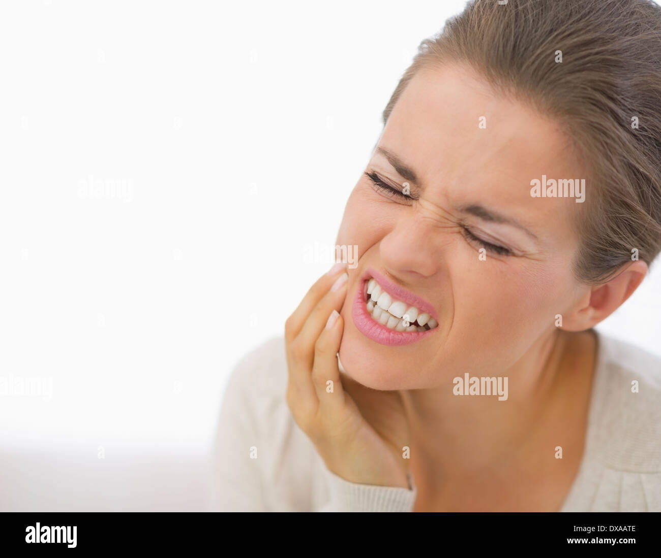 Portrait de jeune femme avec des dents Banque D'Images