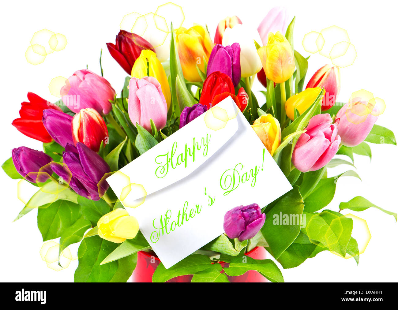 La fête des mères. bouquet de tulipes colorées frais Banque D'Images