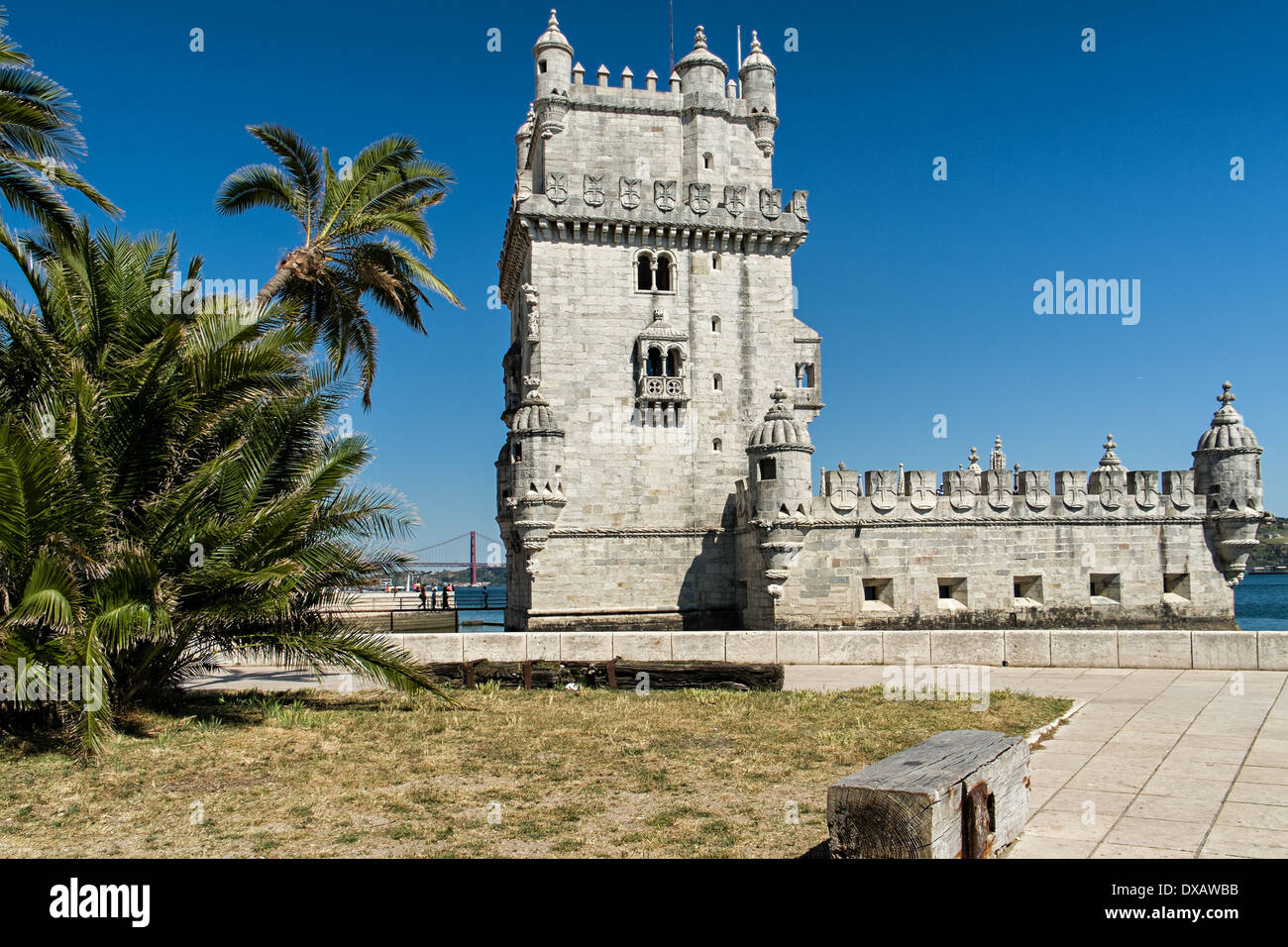 Vue sur Torre de Belém n Belem, Lisbonne, Portugal Banque D'Images