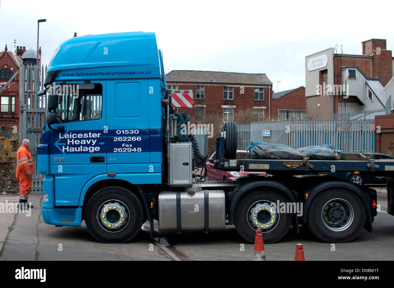Leicester Heavy Haulage DAF camion, Digbeth, Birmingham, Royaume-Uni Banque D'Images Leicester Heavy Haulage DAF camion, Digbeth, Birmingham, Royaume-Uni Banque D'Images