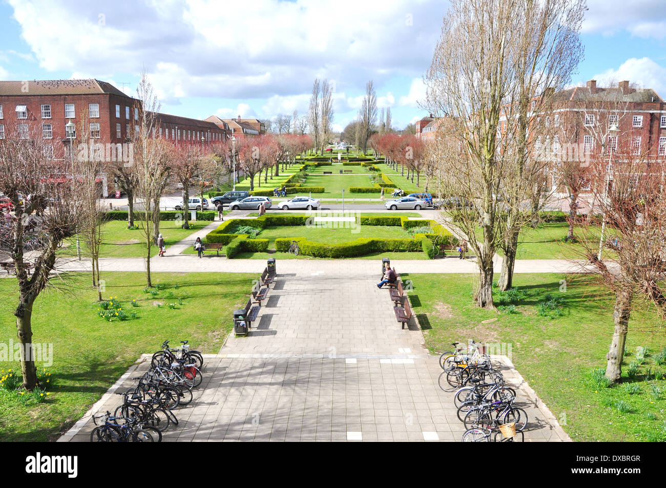 Welwyn Garden City centre ville de l'Howard Center, Hertfordshire, Angleterre. Banque D'Images