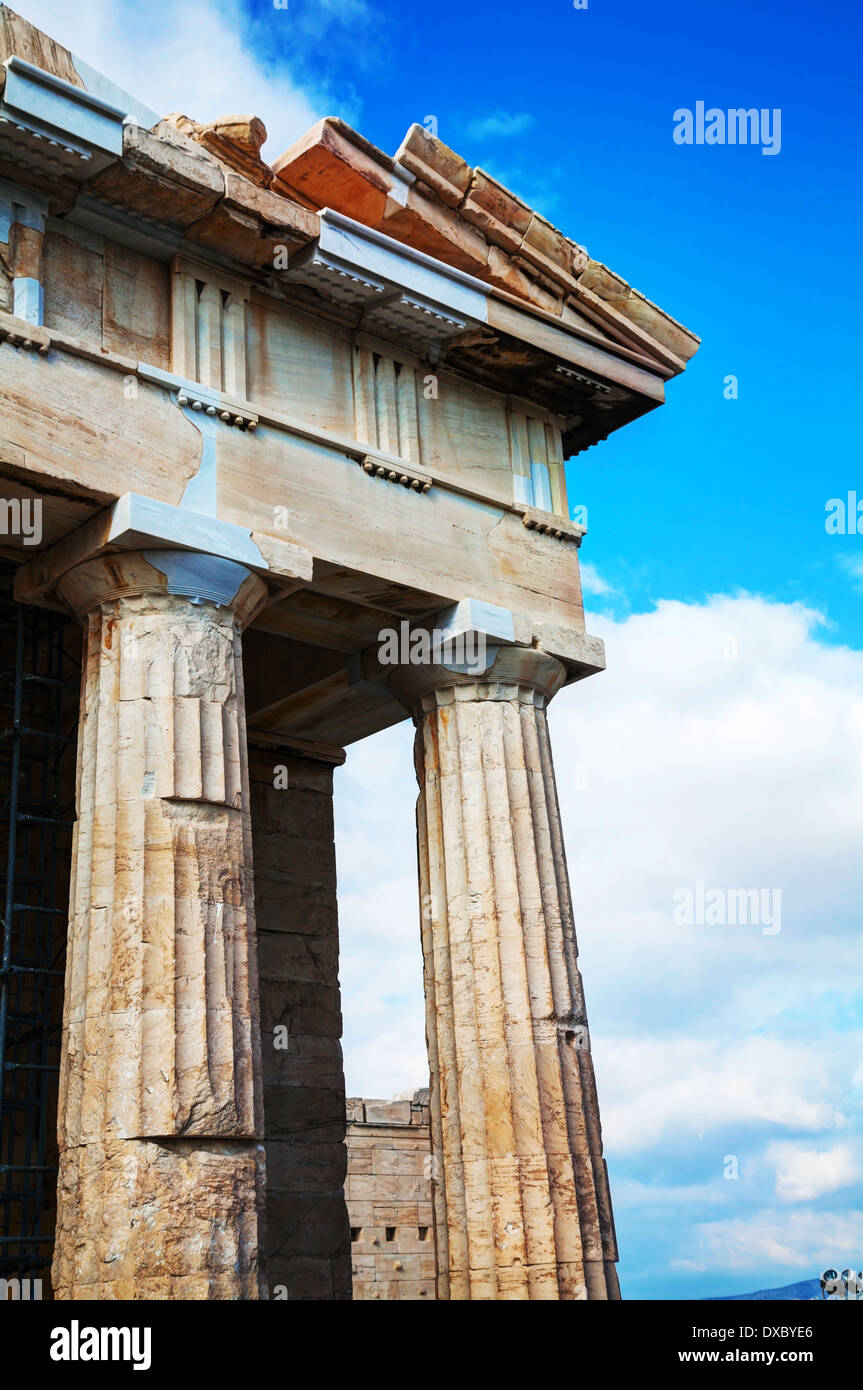 Parthénon fermer jusqu'à l'Acropole à Athènes, Grèce Banque D'Images
