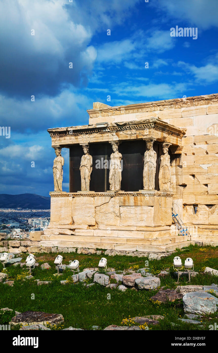 Le porche de cariatides à Acropole à Athènes, Grèce Banque D'Images