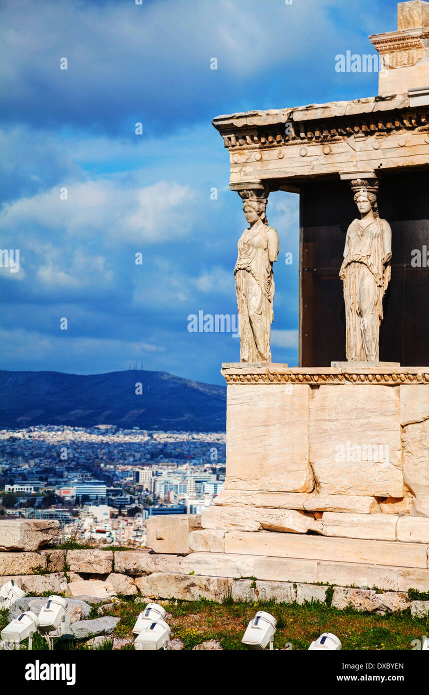 Le porche de cariatides à Acropole à Athènes, Grèce Banque D'Images