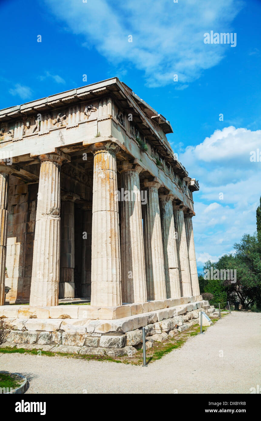 Temple d'Héphaïstos à Athènes, Grèce sur une journée ensoleillée Banque D'Images