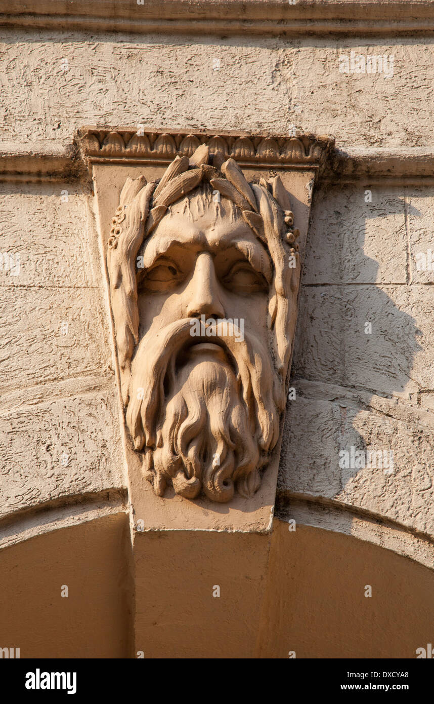 Détails de l'édifice, l'Association zoroastrienne Horniman Circle, Fort, Mumbai. Banque D'Images