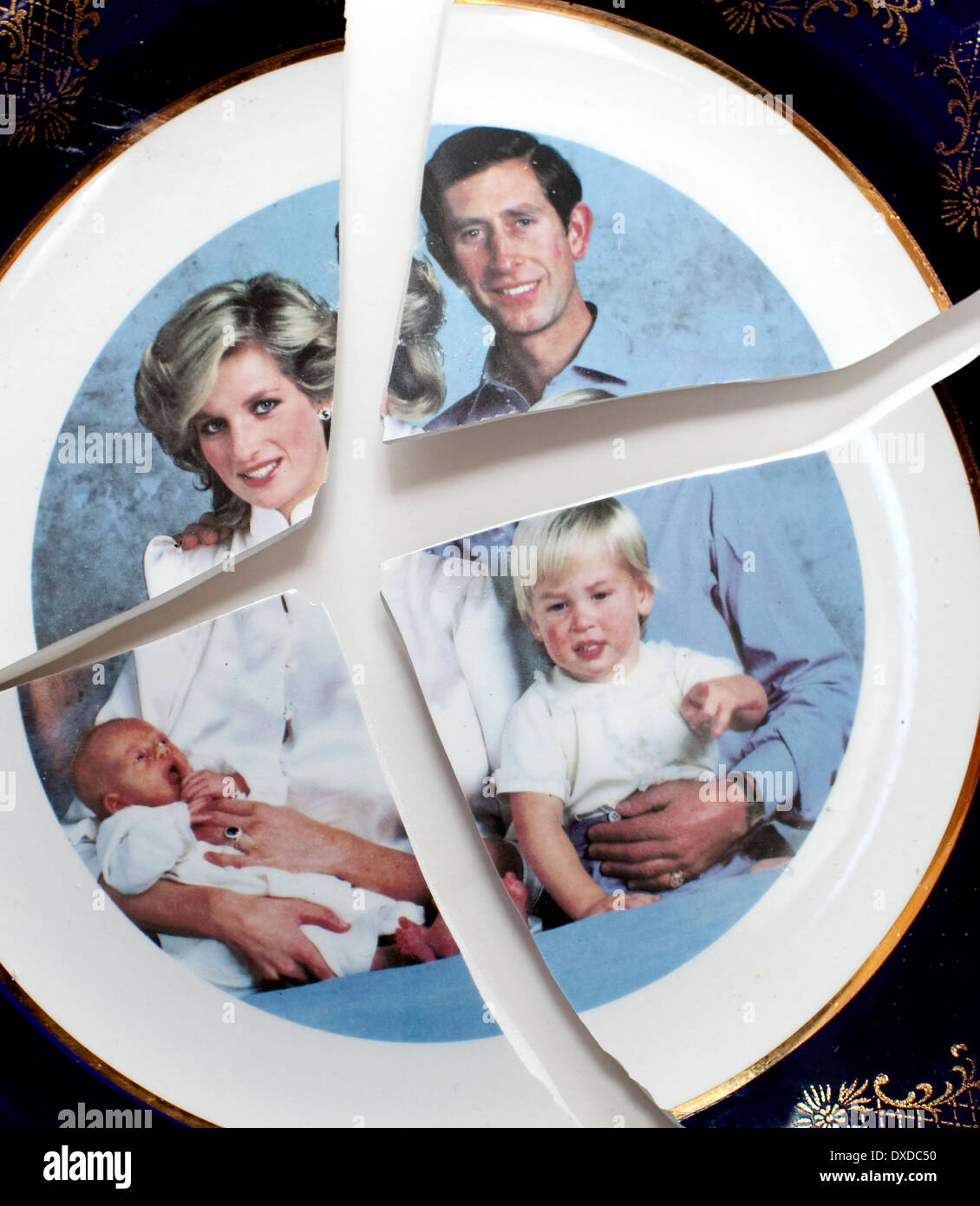 Famille brisée : le Prince Charles et la princesse de Galles et enfants Banque D'Images
