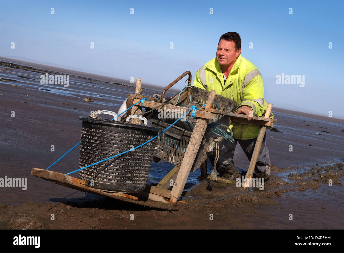 Mudhorse pêcheur, adrian selleck dans les vasières de la baie de Bridgwater, Somerset Banque D'Images