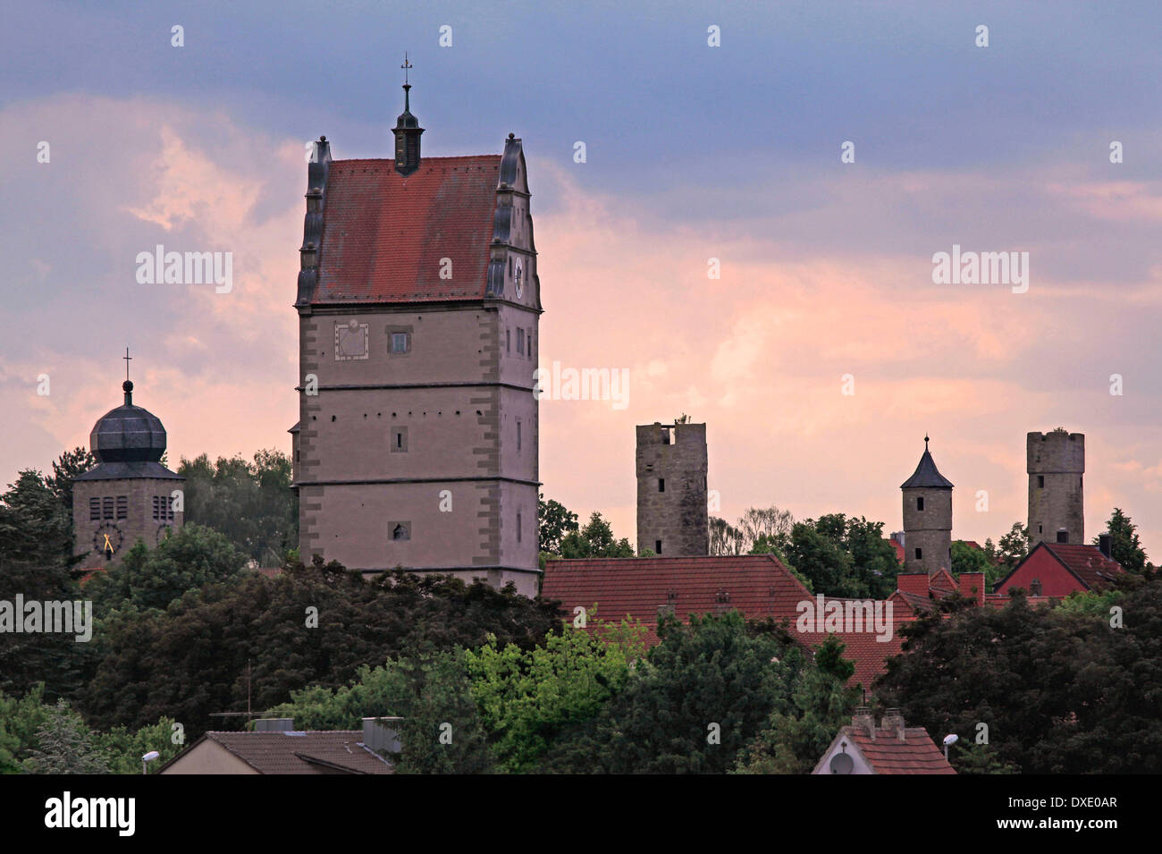 Hohntor Bad Neustadt sur la Saale river district Rhon-Grabfeld Allemagne Bavière Basse-franconie / quartier Rhön-Grabfeld Hohn Banque D'Images