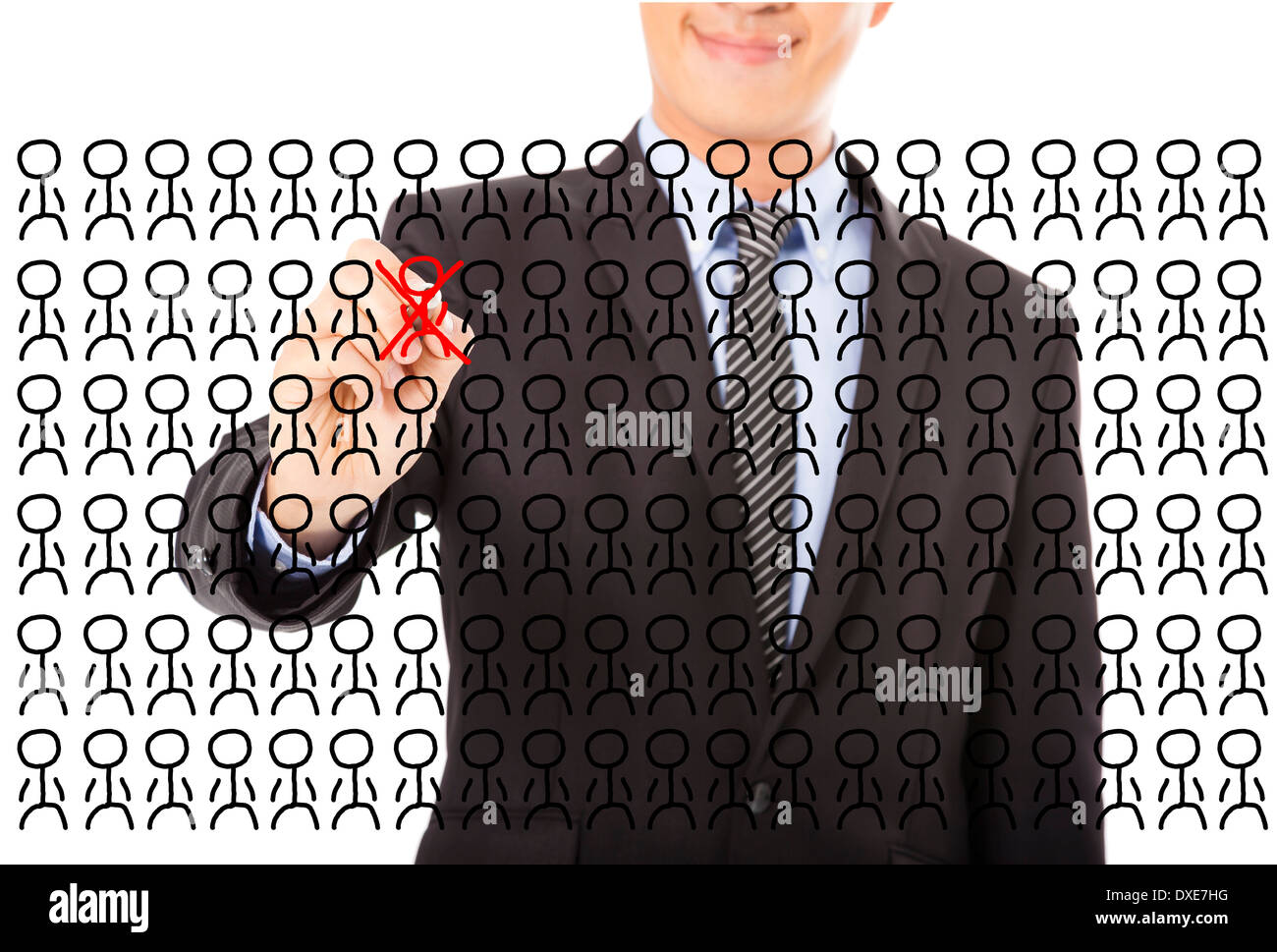 Business manager omettre une mauvaise personne over white Banque D'Images