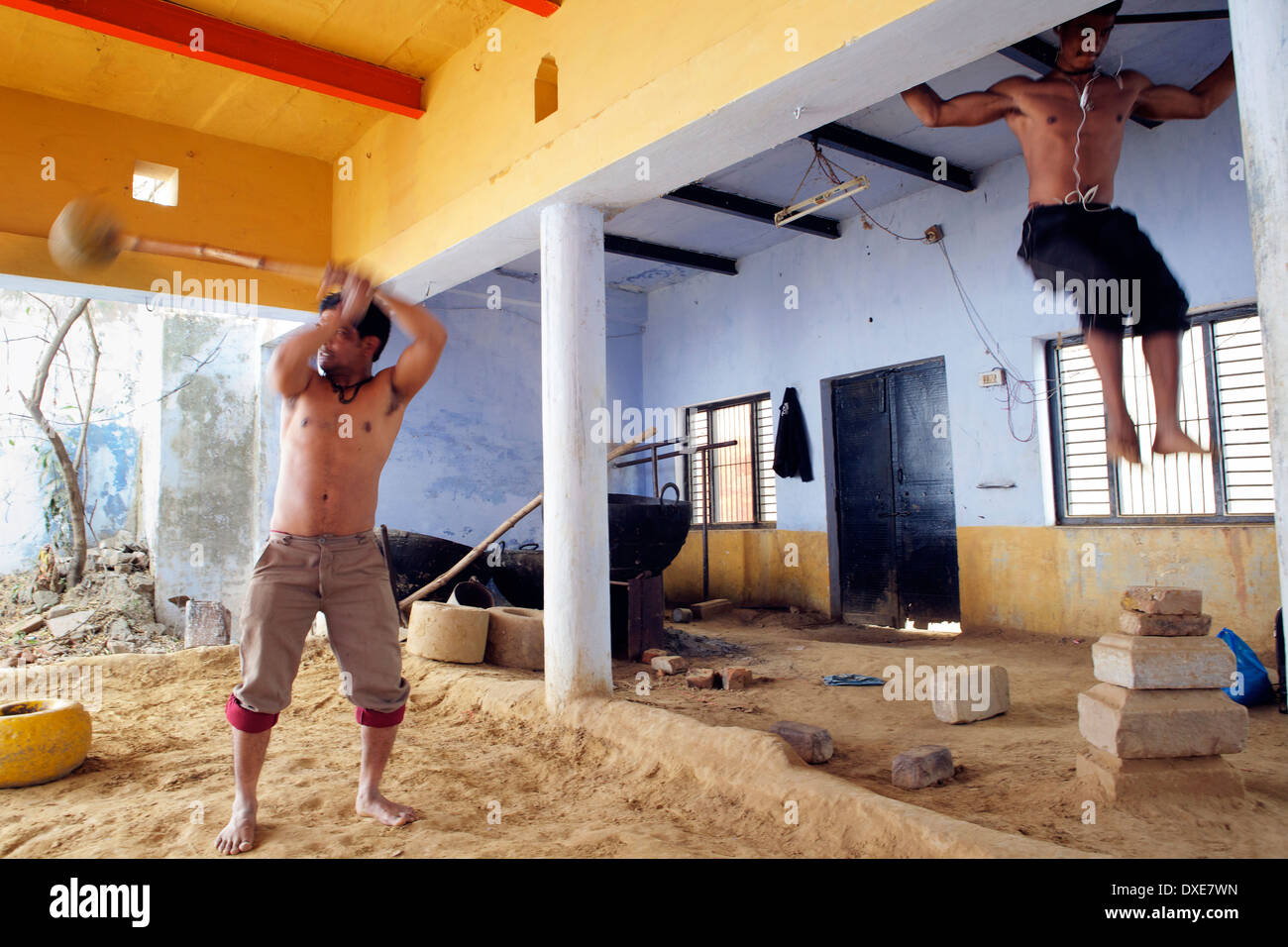 Lutteurs Kusti pendant une session de formation Banque D'Images