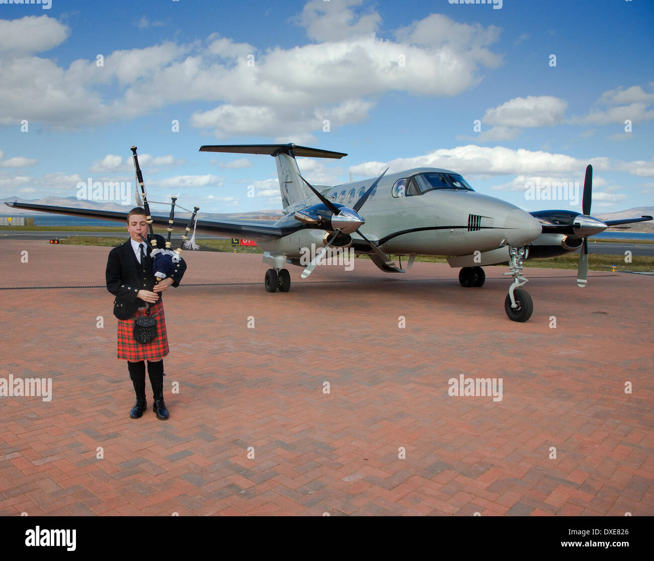 Beach King Air à l'aéroport d''Oban, Argyll Banque D'Images