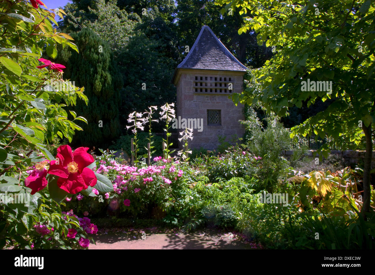 Un coin de jardin du Château de Crathes,Banchory,Royal Deeside Scotland Banque D'Images