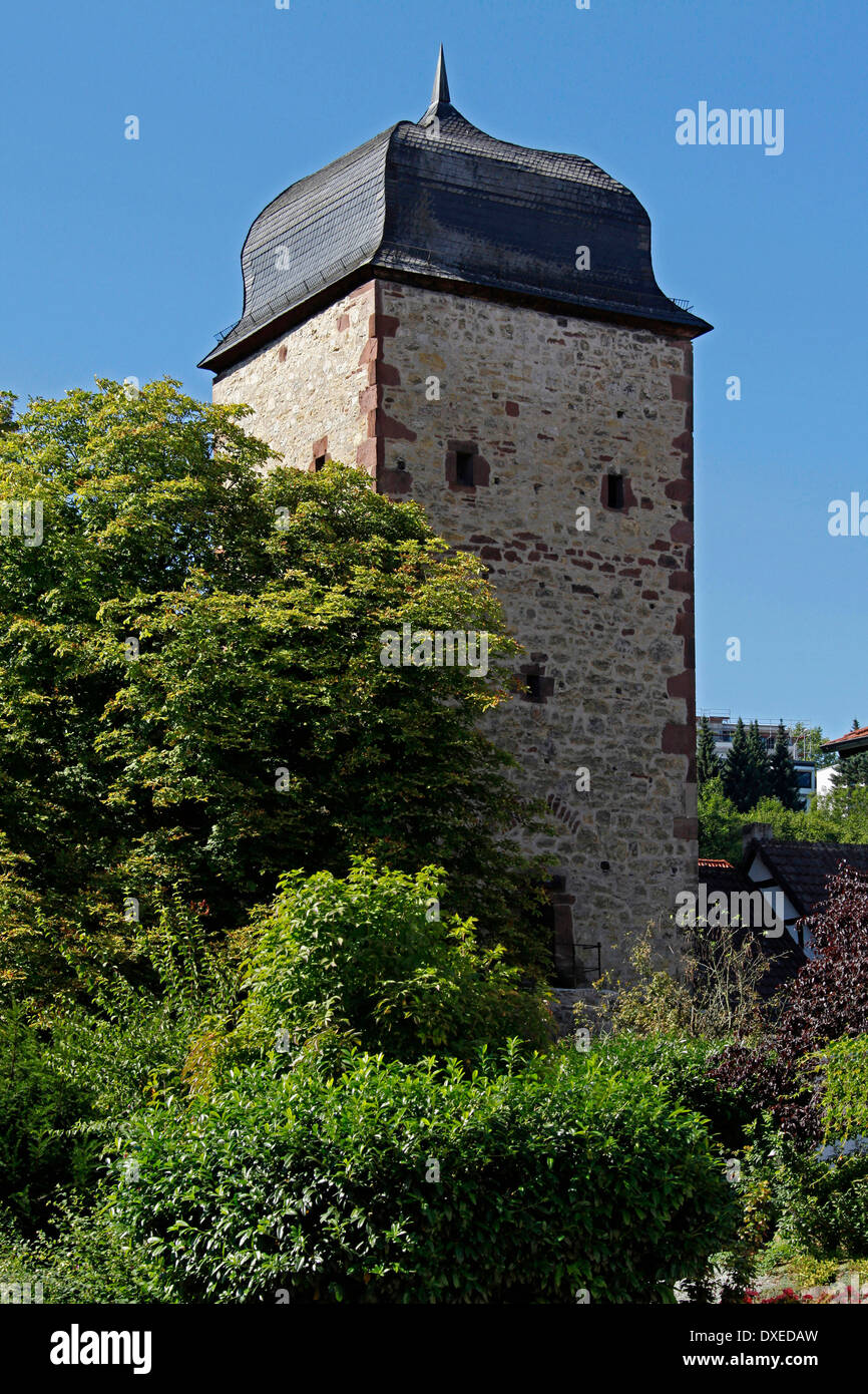 Johannistor Tower, construit vers 1350, Warburg, district de Hoxter, Rhénanie du Nord-Westphalie, Allemagne / Vöhl-asel Banque D'Images