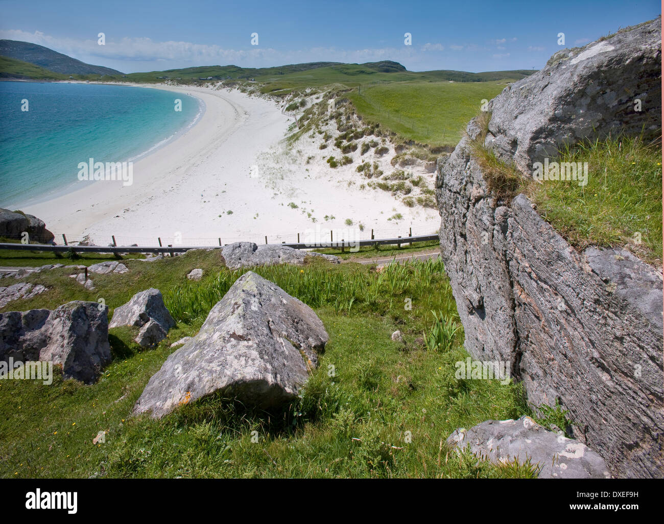 Très belle vue sur la plage de Vatersay de road,Outer Hebrides Banque D'Images