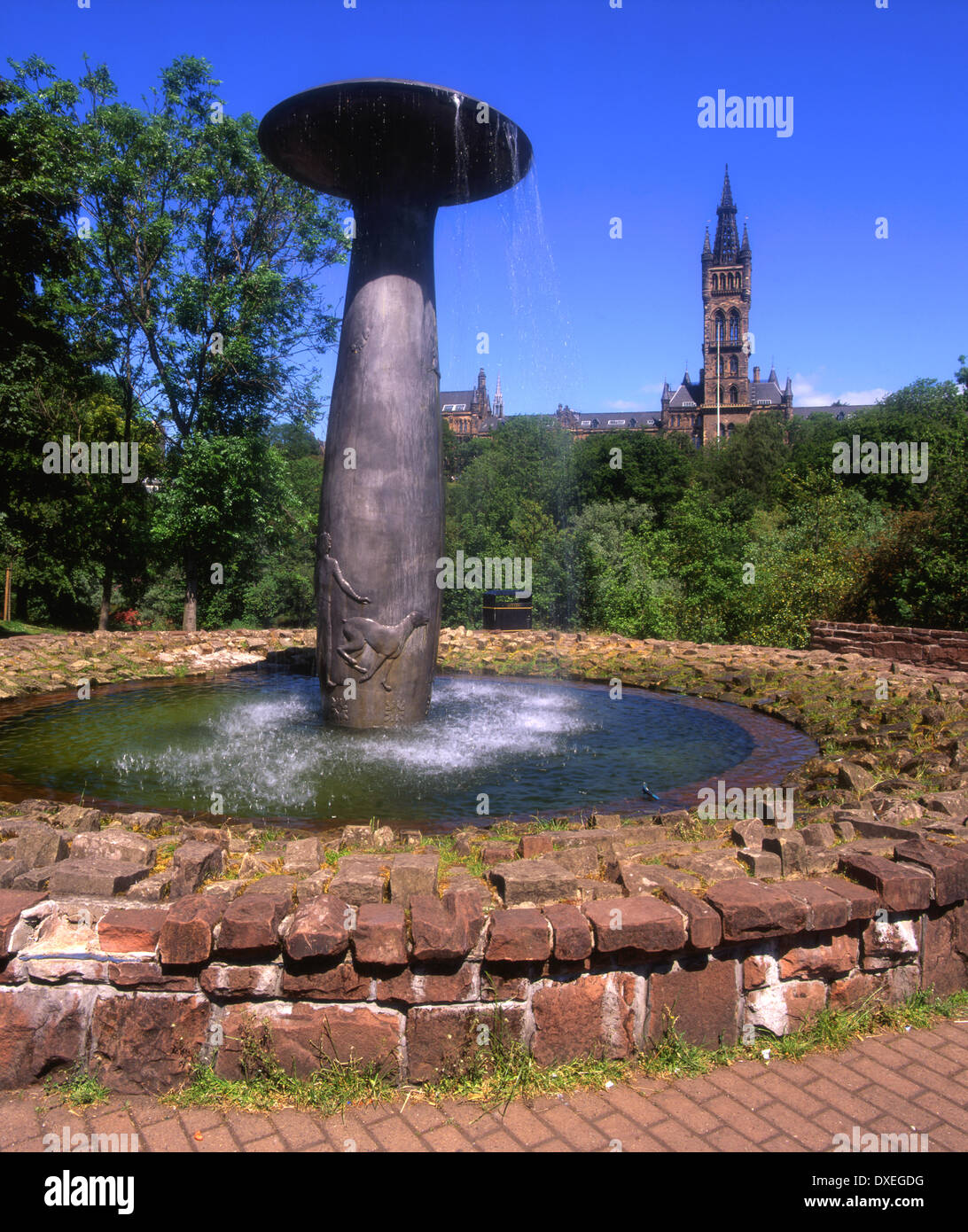 Le parc Kelvingrove et university tower, ville de Glasgow Banque D'Images