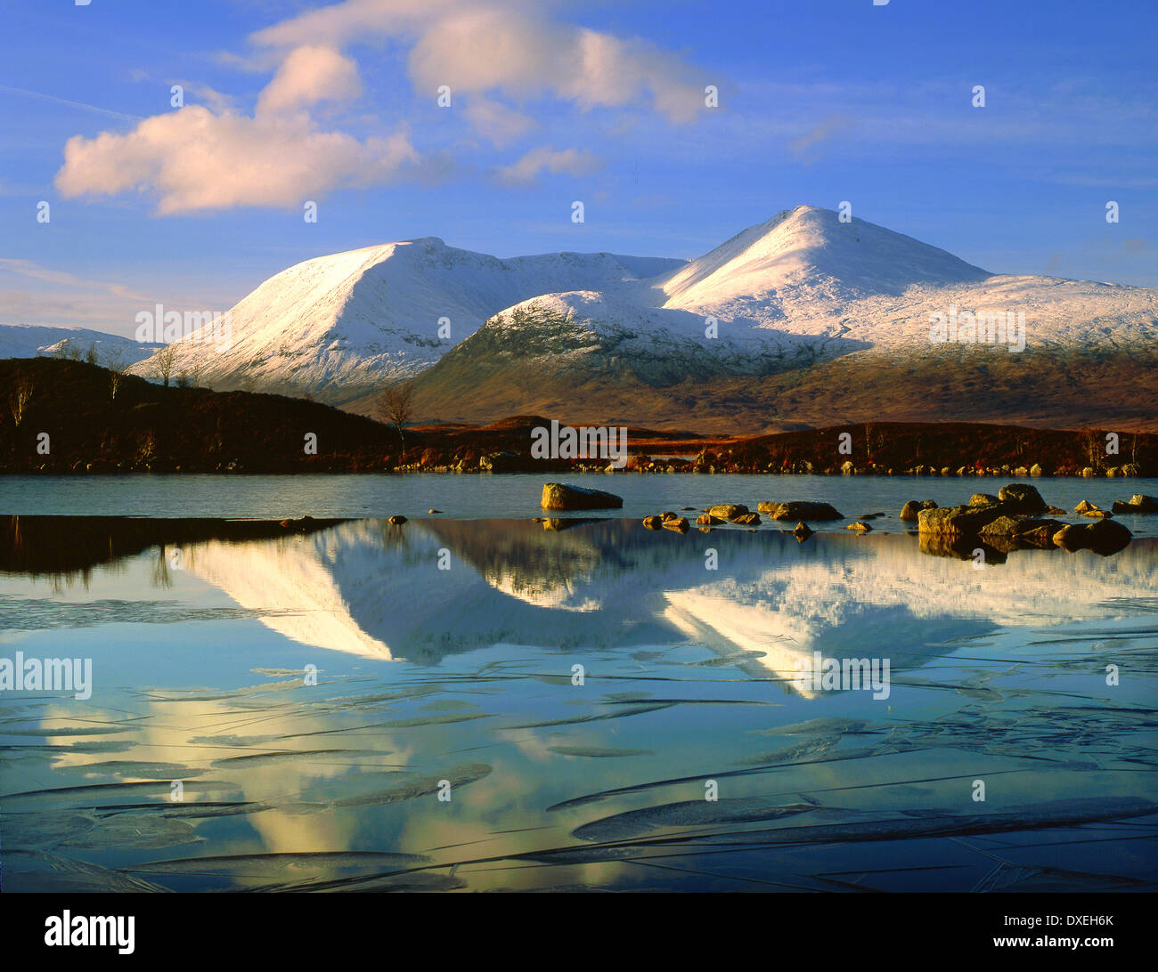 Vue d'hiver Lochan nan achlaise sur Rannoch Moor,West Highlands Banque D'Images