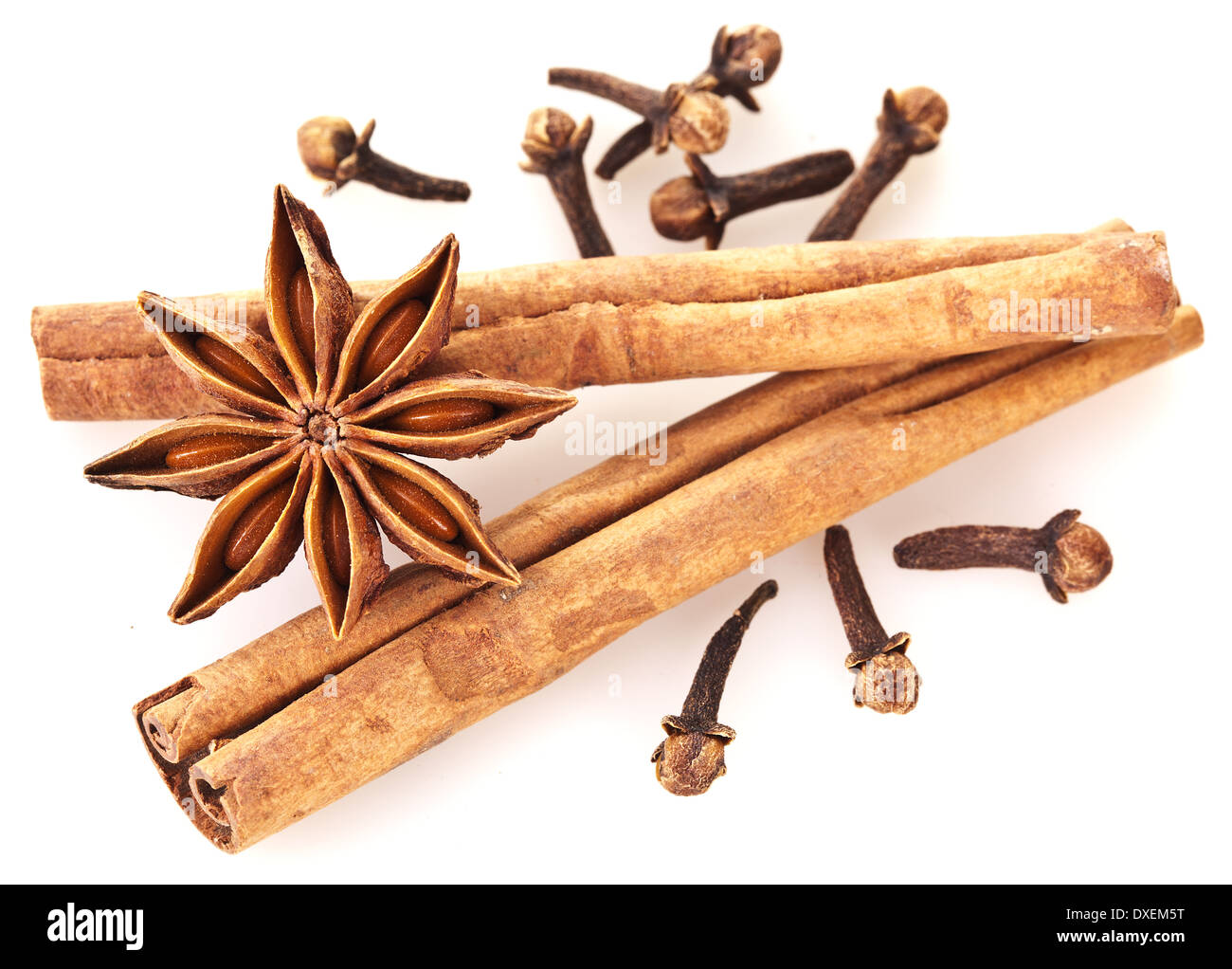 Épices sur un fond blanc. Banque D'Images