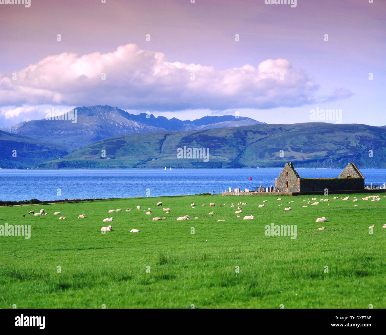 En vue d'arran,chapelle de Skipness Kintyre, Banque D'Images