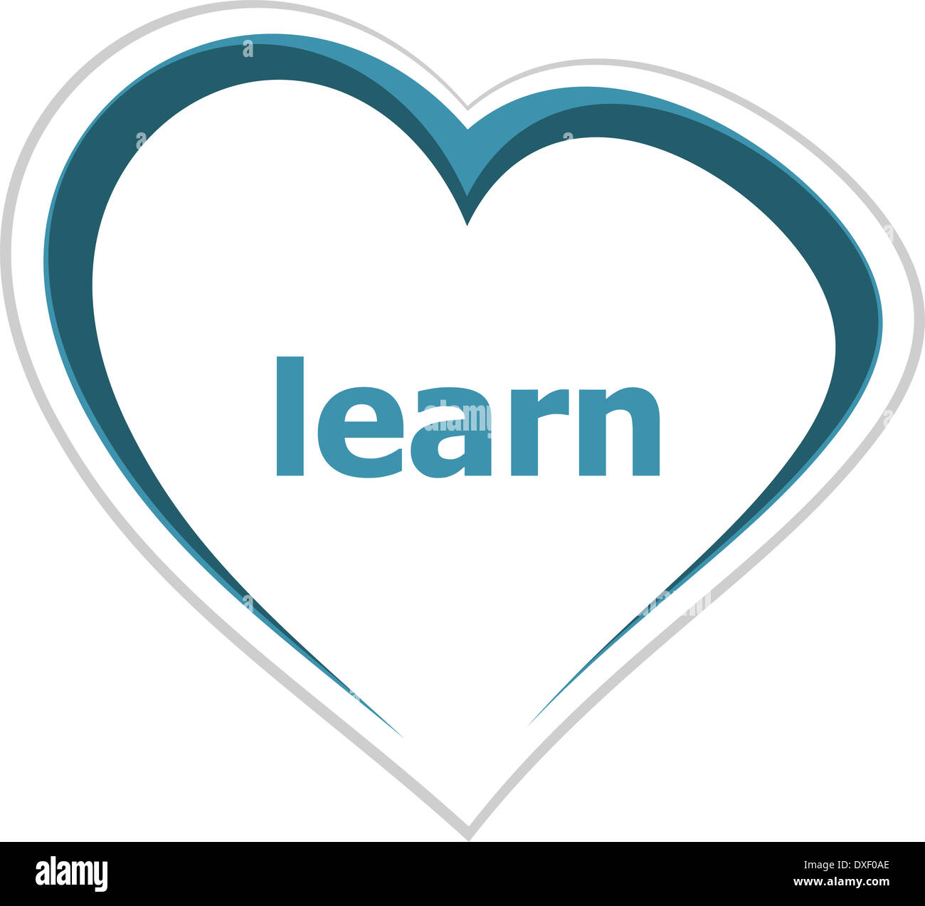 Concept de l'éducation, apprendre word sur coeur d'amour Banque D'Images