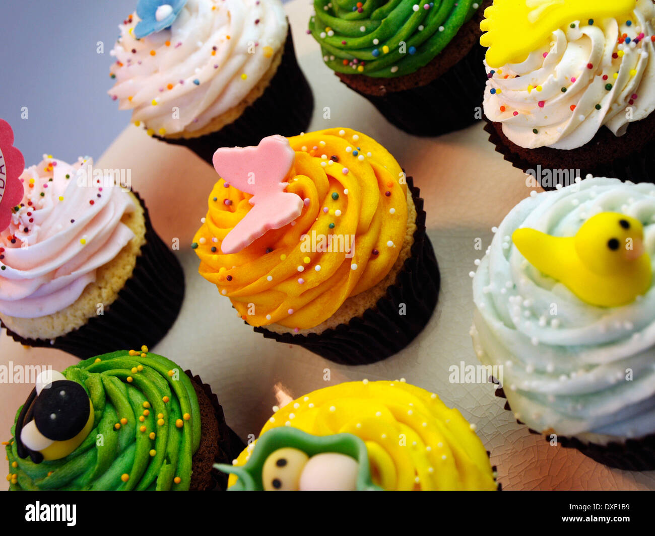 Anniversaire Cupcakes Avec Decoration Papillon Photo Stock Alamy