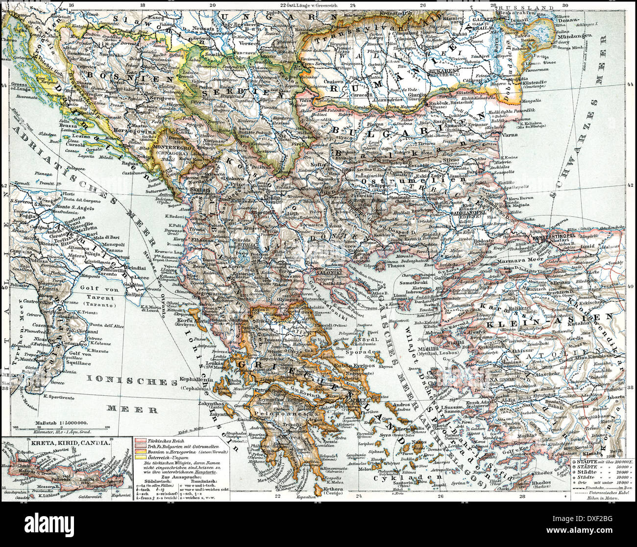 Illustration historique, 19e siècle, la carte de Balkan, 1896 Banque D'Images