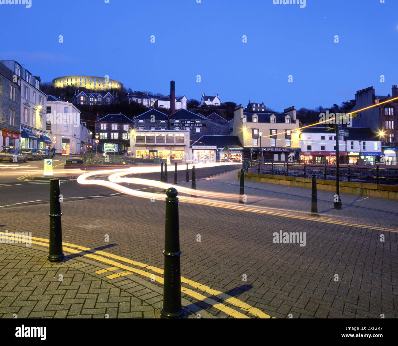 Photo de nuit de l'Oban Jetée Nord entrée privée, archive fin des années 90, l'Argyll Banque D'Images