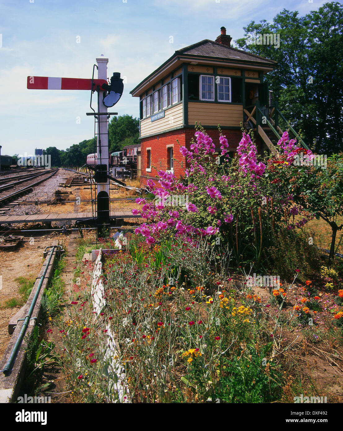 Boîte de signal sur la ligne bluebell Horsted Keynes,Sheffield Park station, East Sussex, Angleterre. Banque D'Images