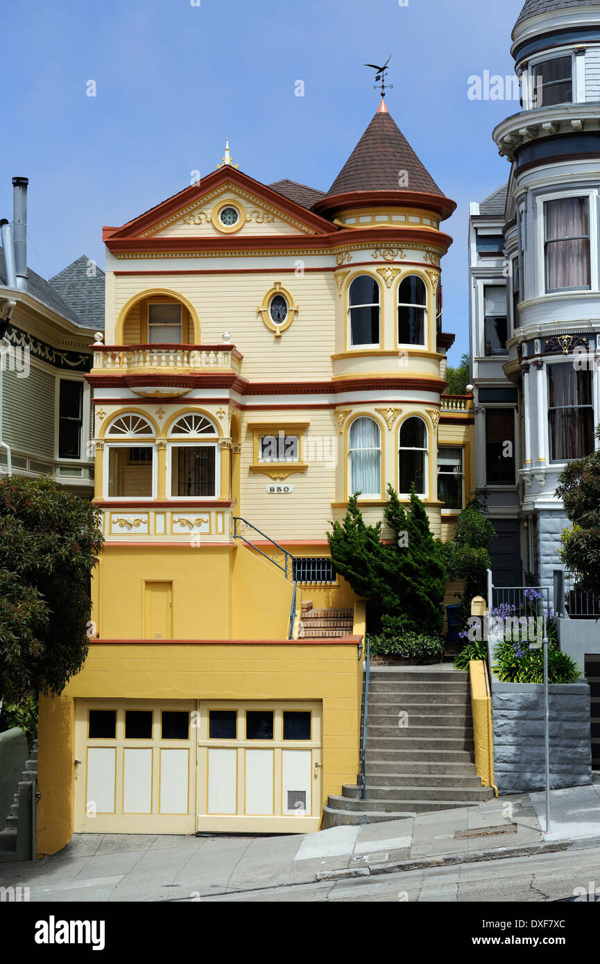 Maisons victoriennes, San Francisco, California, USA Banque D'Images