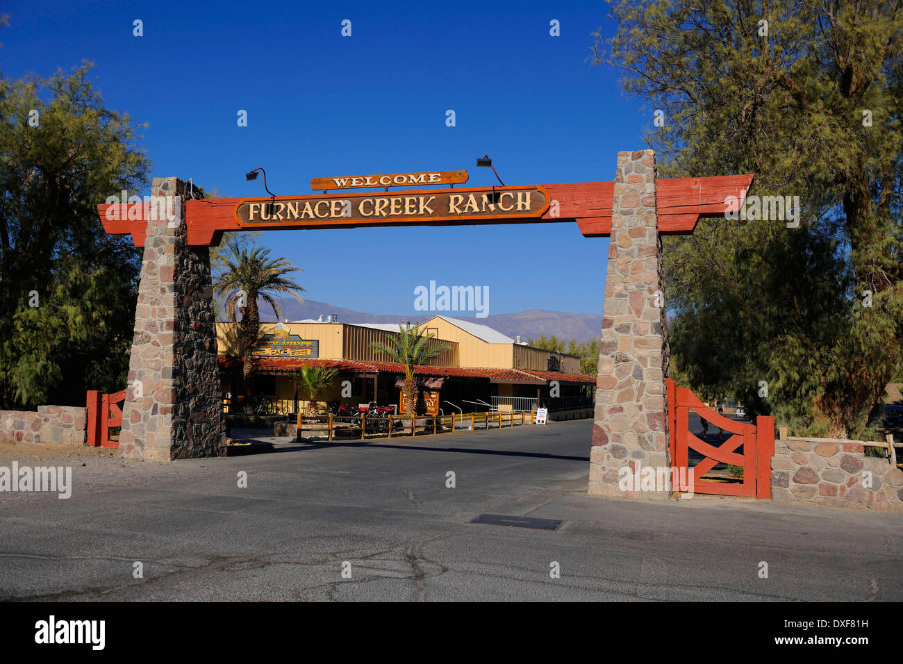 Entrée privée, Furnace Creek Ranch resort complexe, Death Valley National Park, California, USA Banque D'Images